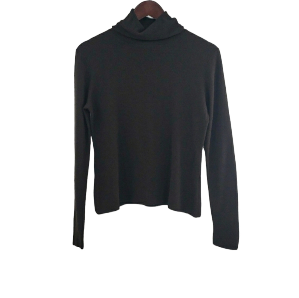 ❄ [Eileen Fisher] Brown Wool Knit Long Sleeve Turtleneck Top